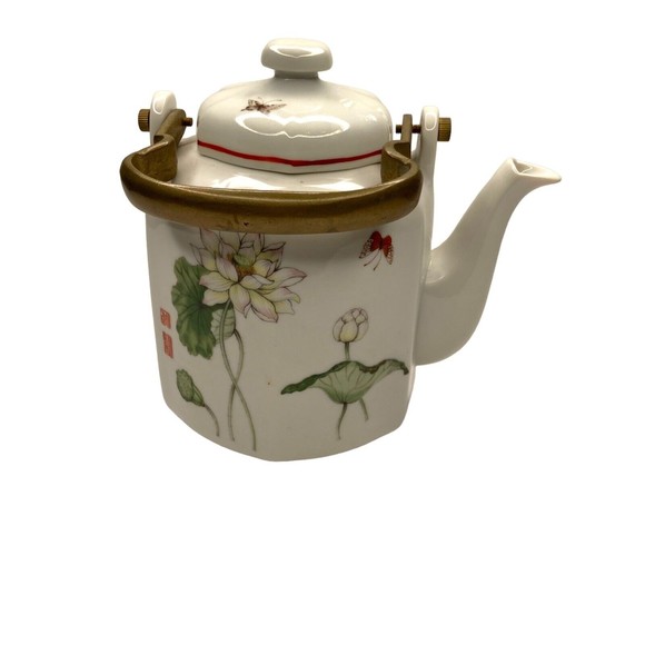 Original Lotus The Tuscany Collection Porcelain Large 6 Cups 48Oz Teapot Japan - Picture 7 of 12